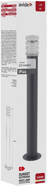 Avide Εξωτερικό Φωτιστικό Κήπου Κολώνα Sunset LED 1.5W WW 500mm IP44 Ανθρακί